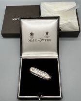 Mappin & Webb London silver penknife with original box and receipt.