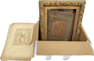 A large selection of antique frames and artwork; Saint Gregory the Great, Etchings by S. Watts after