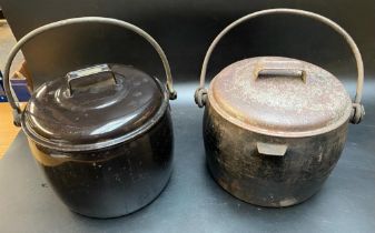 A collection of two antique judgeware Cooking pots