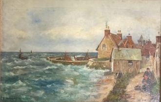 William Forbes Original oil on canvas titled 'St Monans Fifeshire' Fitted within a moulded frame,