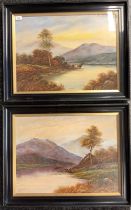 T.Wood A pair of original oil on boards depicting Riverscapes', signed. [Frame 54cm x 74cm]