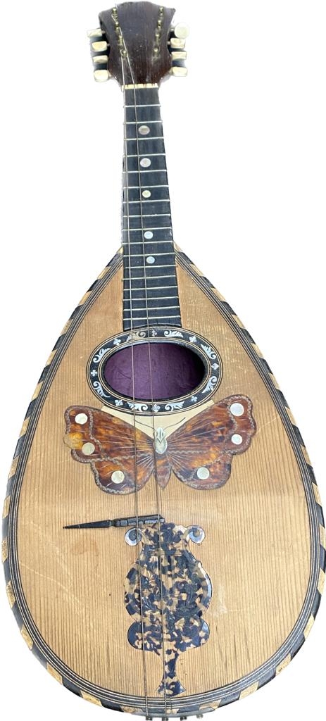 Early 20th century Italian style Mandolin with carry case. Detailed with Tortoise and mother of - Image 2 of 4