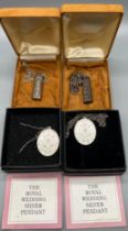 Four various items of silver jewellery; Two Sheffield silver jubilee marked ingot pendants with