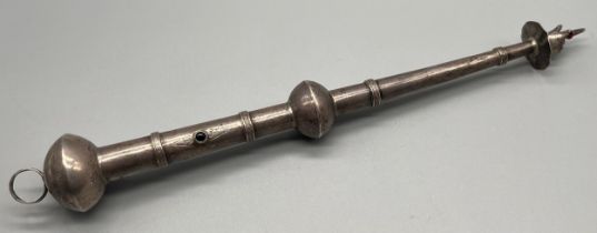 A Late 19th century Russian silver torah pointer- with marks for Moscow, Assay master Viktor
