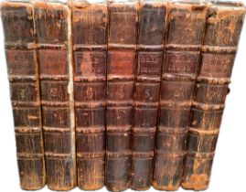 A selection antique sir Charles Grandison history books volumes 1-7 in leather bounding