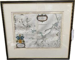 A 1654 Lavdelia sive lavderdalia Lauderdale antique Scottish map by Blaeu framed with glass