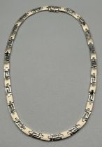 14ct White gold Greek key design necklace. [31.44grams]