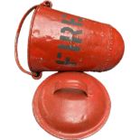 An Antique hanging fire bin with lid [50cm]