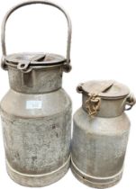 A collection of two antique British made milk canisters [38cm tallest]