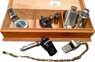 A collection of vintage whistles; the acme Bakelite Whistle & others