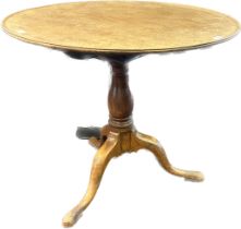 A 19th century flip top table supported on Tri leg base, revolving top.