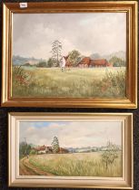 Jean Belcher Two oil on canvas title's ' Road to Rudis Farm' and ''Rudis Farm' both signed. [Frame