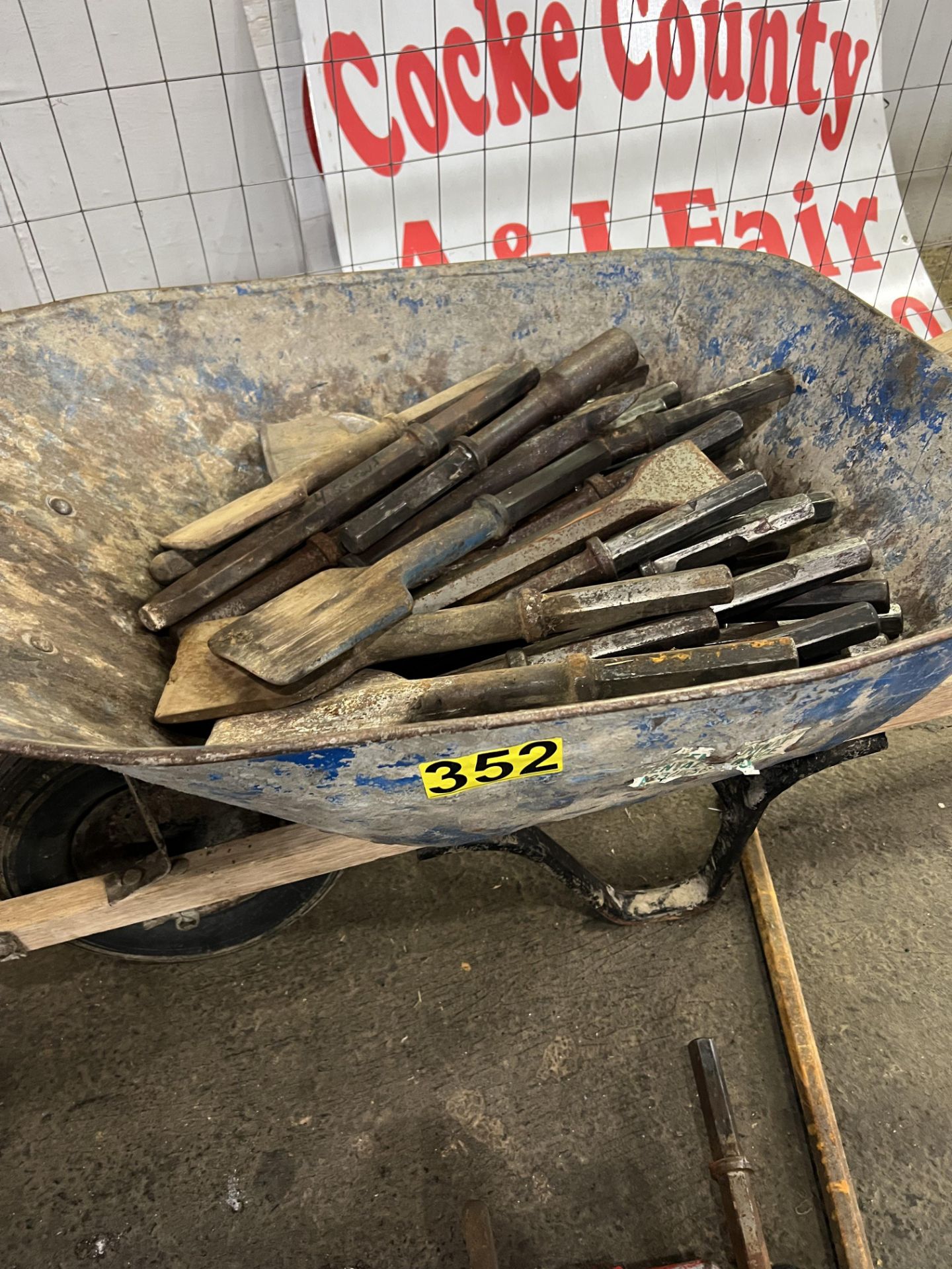 Large Assortment of Hammer Bits, Wheel Barrow Included