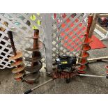 2 Man Post Hole Digger, Gas Engine w/ (3) Auger Bits