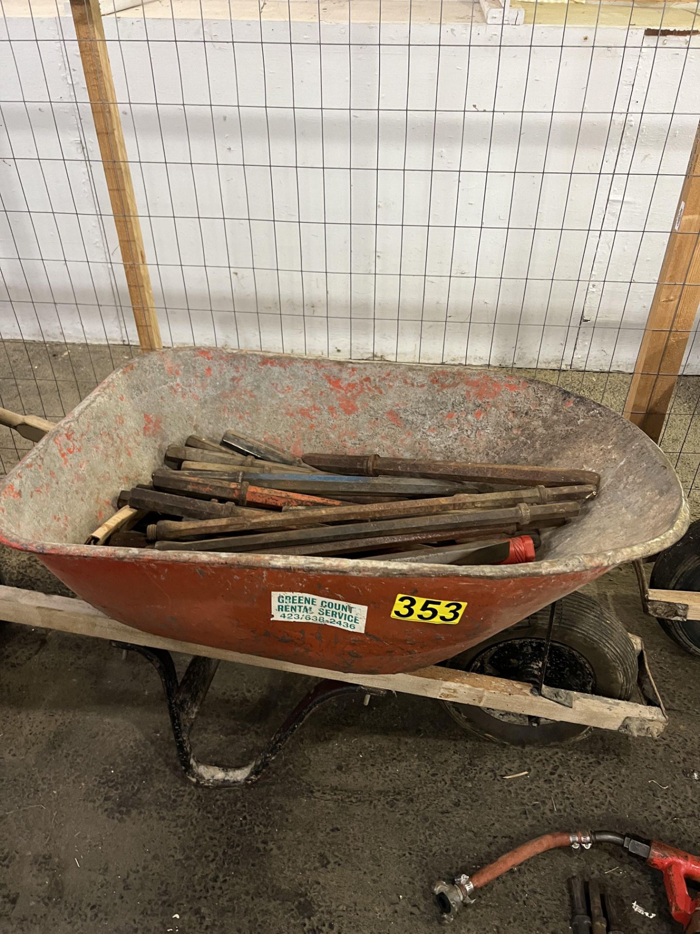 Large Assortment of Hammer Bits, Wheel Barrow Included