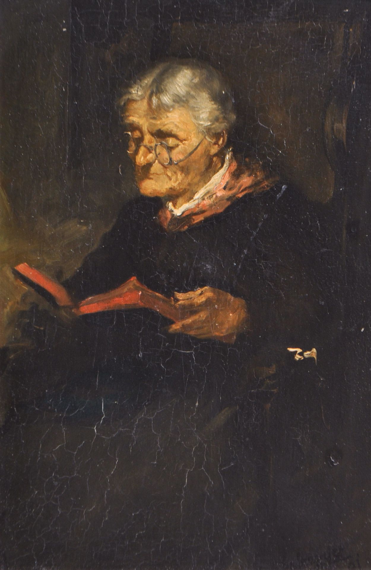 Franz von Defregger - Ältere Frau lesend, 1891
