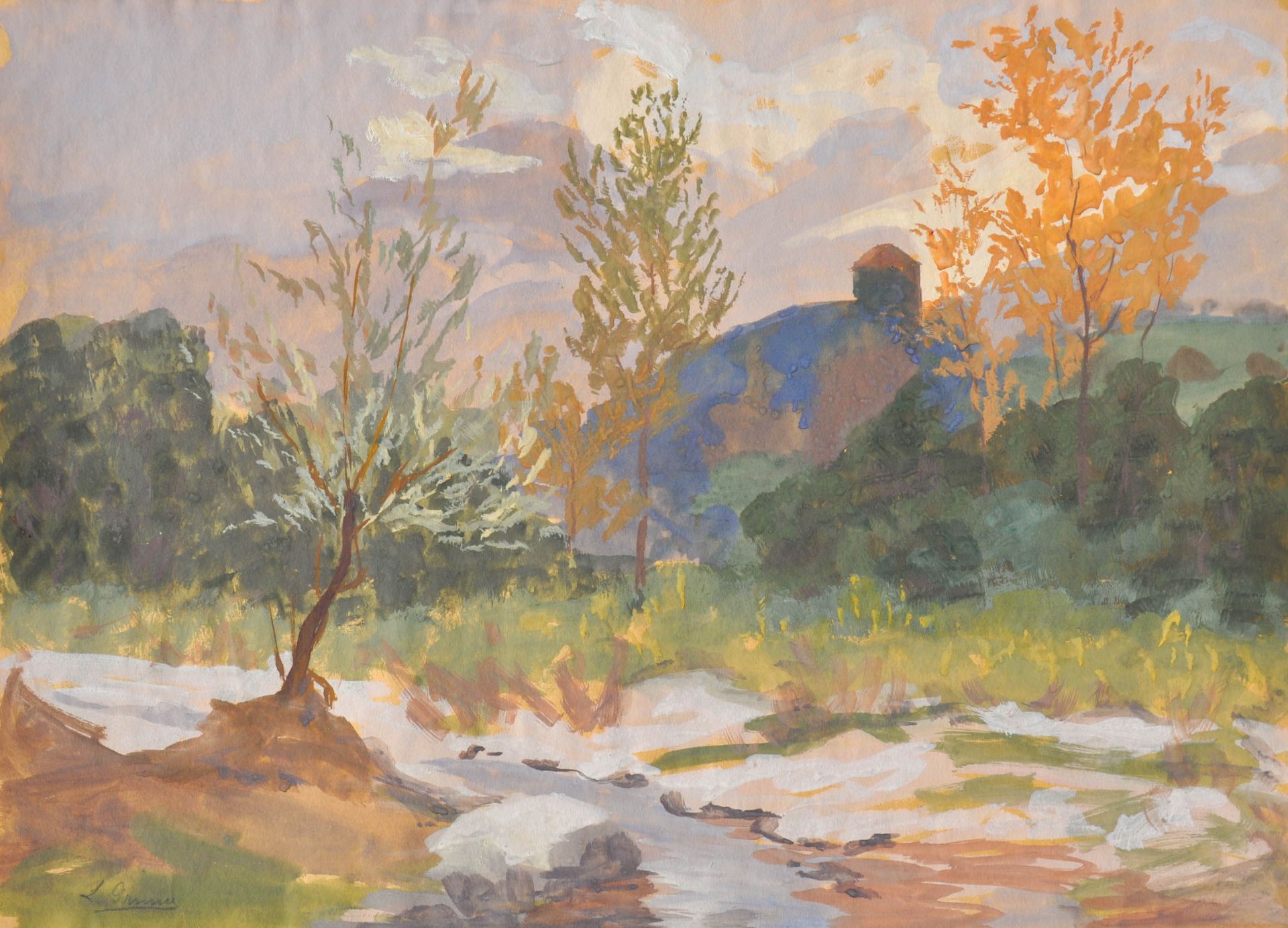 Lila Gruner - Meraner Landschaft mit Zenoburg, um 1927