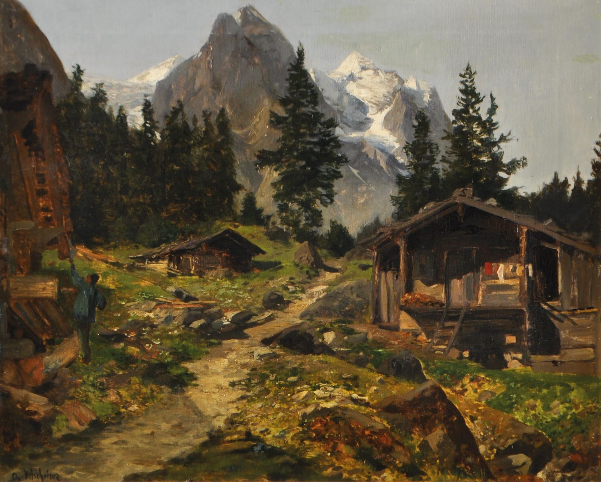 Adolf Gustav Ditscheiner - Almhütten in den österreichischen Alpen