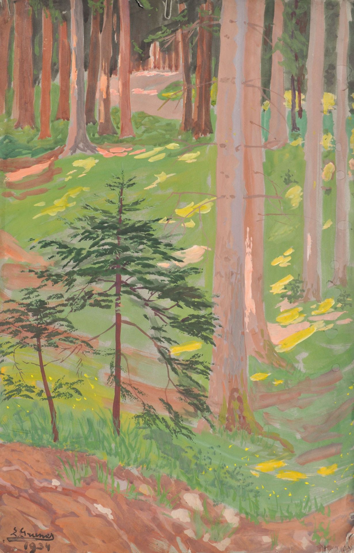 Lila Gruner - Wald auf der Hungerburg oberhalb von Innsbruck, 1934