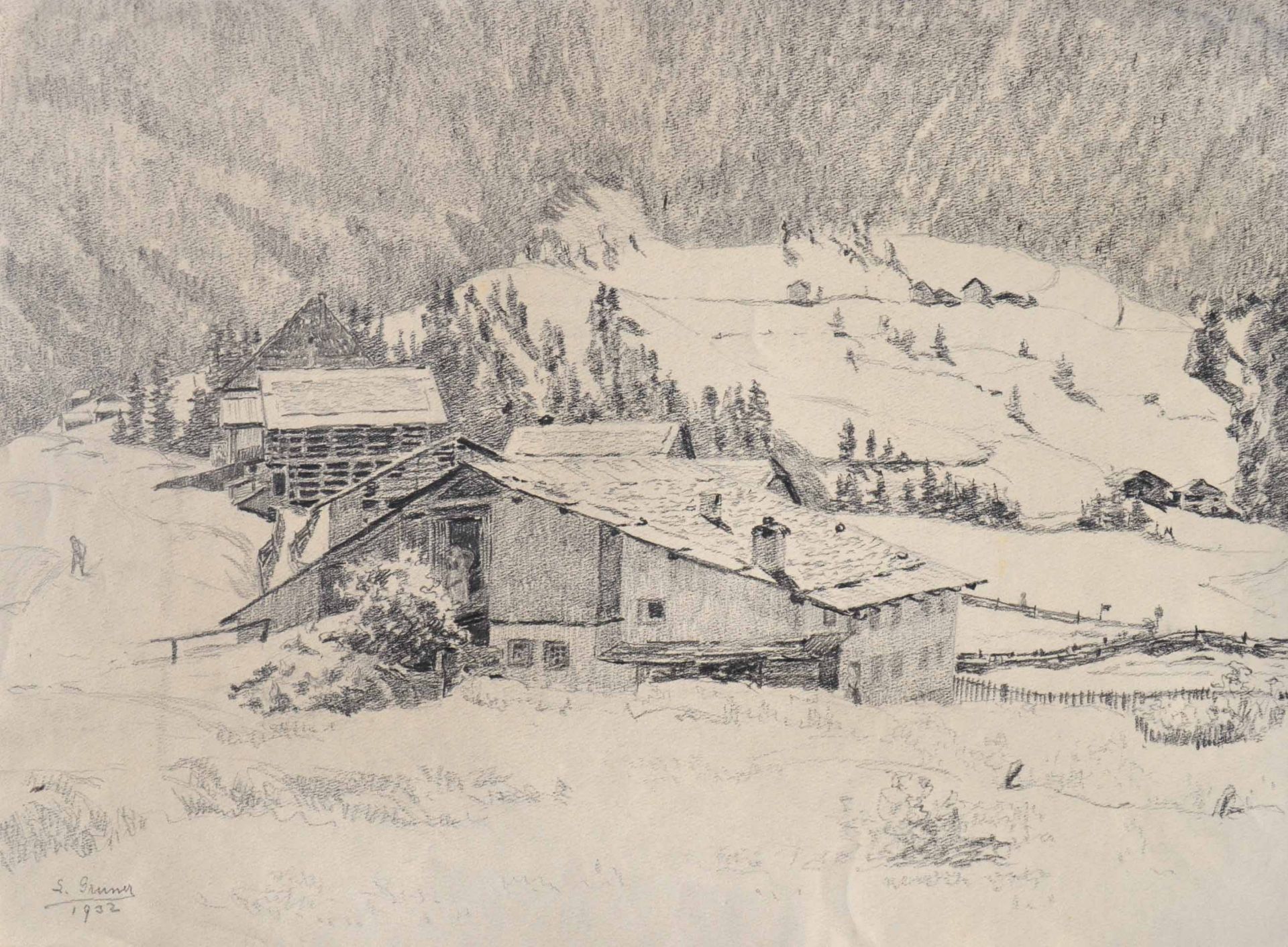 Lila Gruner - Höfe in Wolkenstein, Gröden, 1932