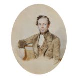 Josef Kriehuber - Porträt eines jungen Mannes mit Backenbart, 1856