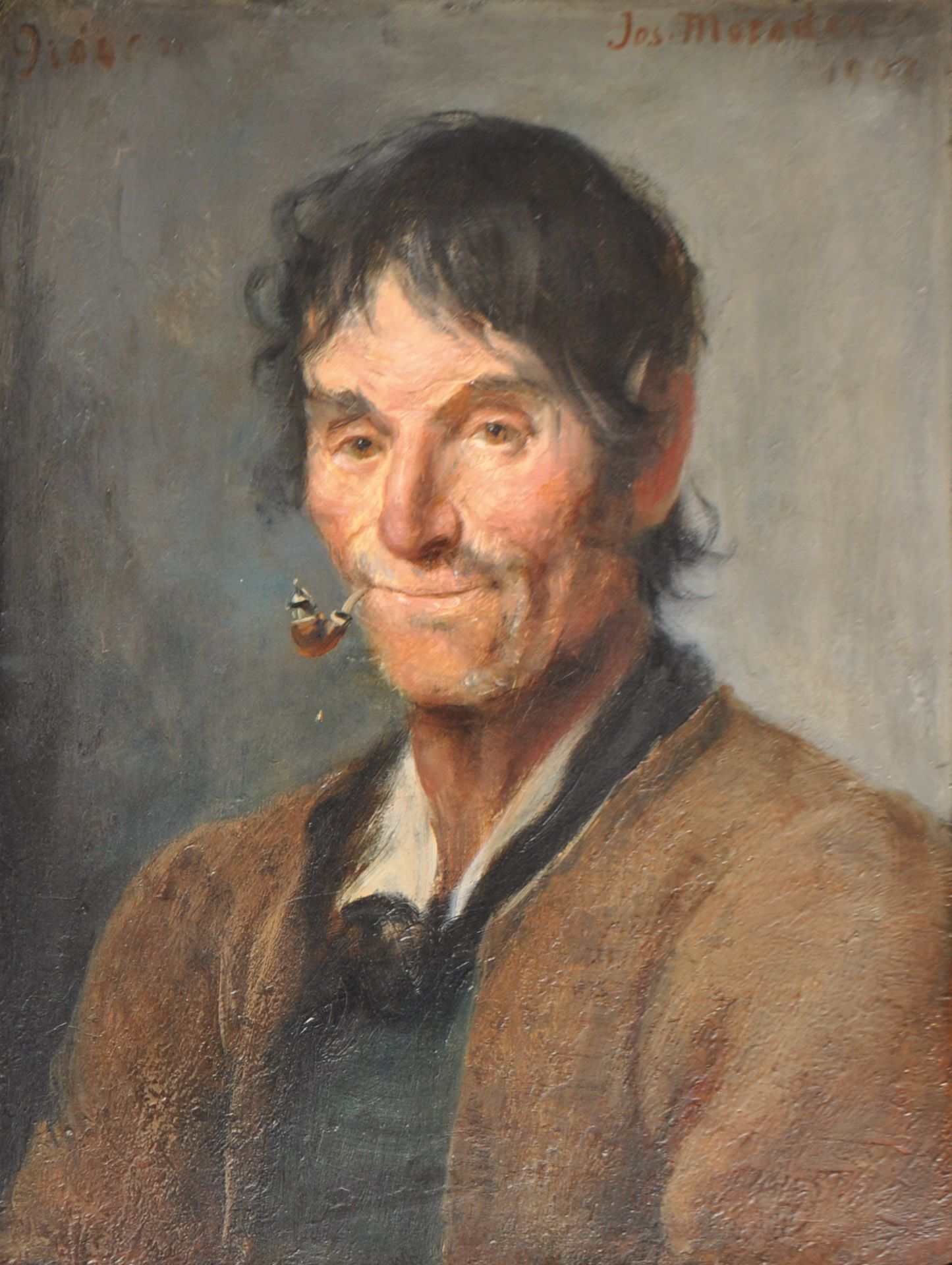 Josef Moroder Lusenberg - Grödner Bauer mit Pfeife, 1902