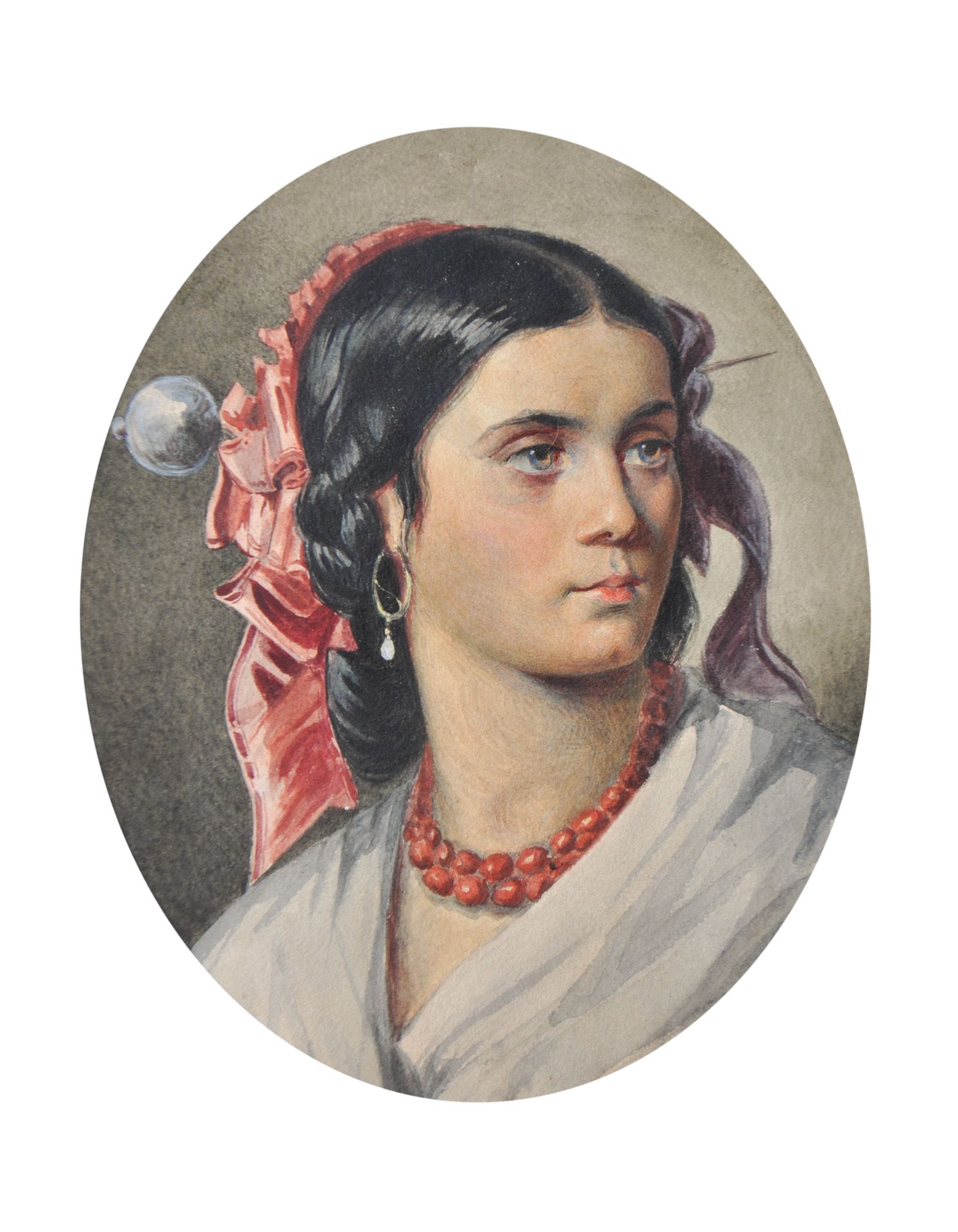 Maler des 19. Jahrhunderts/Pittore del XIX sec. - Mädchen mit Korallenkette