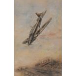 Künstler des 20. Jahrhunderts/Artista del Novecento - Fairey Battle im Sturzflug über einer Industr