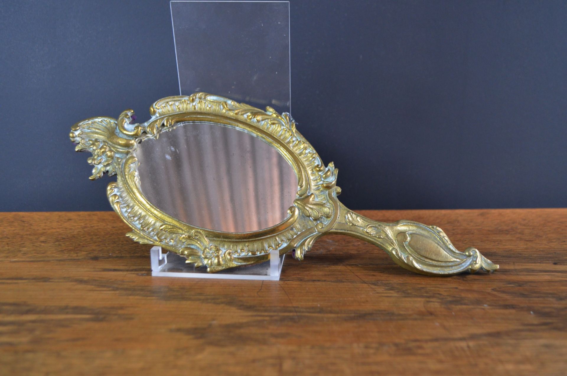 Miroir à main bronze vintage années 50