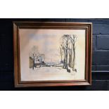 Lithographie "Paysage d'hiver" d'apres Savery's de Roger Hebbelinck (1912-1987)