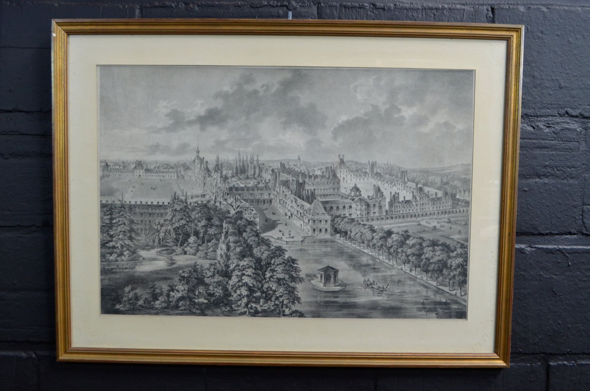 Lithographie "Les jardins du palais"