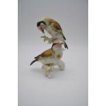 Couple d'oiseaux chardonnerets en porcelaine signé Karl Ens Germany 1930