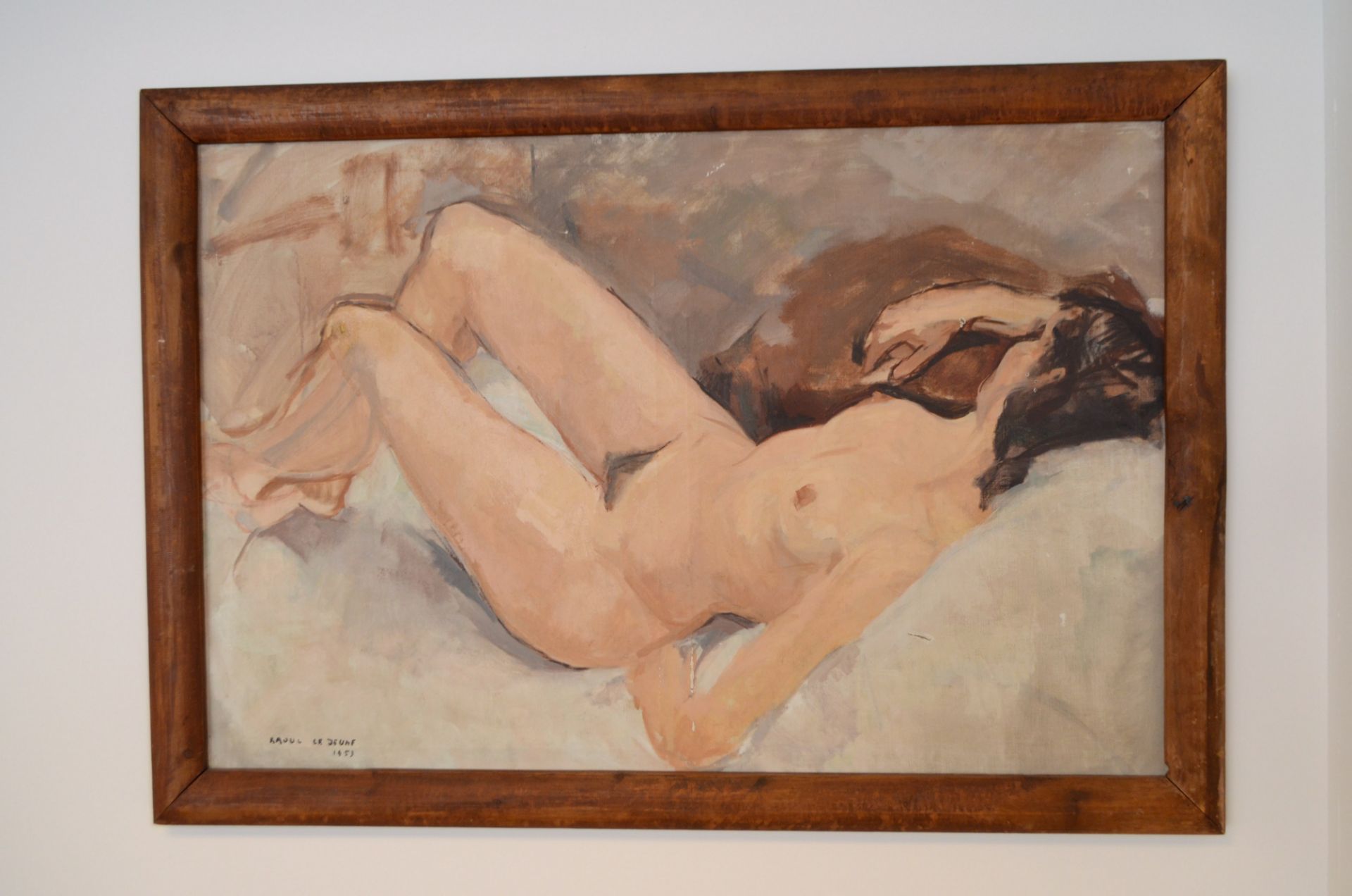 Peinture sur toile "Femme nue" signé Raoul Lejeune 1953