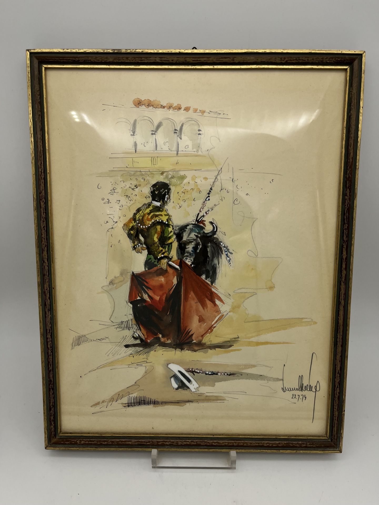 Aquarelle signée "Le Toréador" 1974