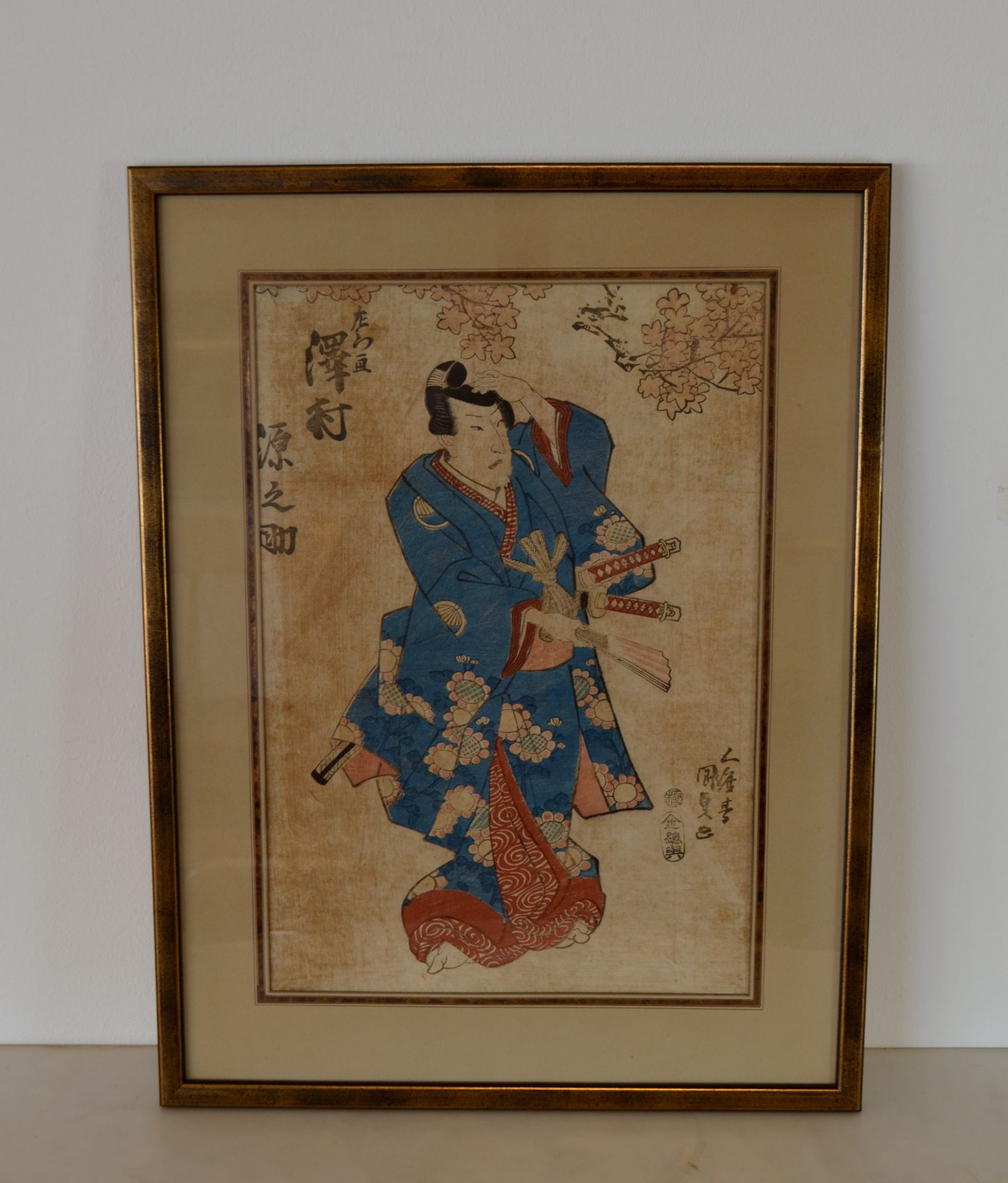 Estampe Japonaise d'un Samurai 19e siècle