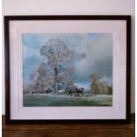 Print The Southdown Hunt in Firle Park by Frank Wootton 1968