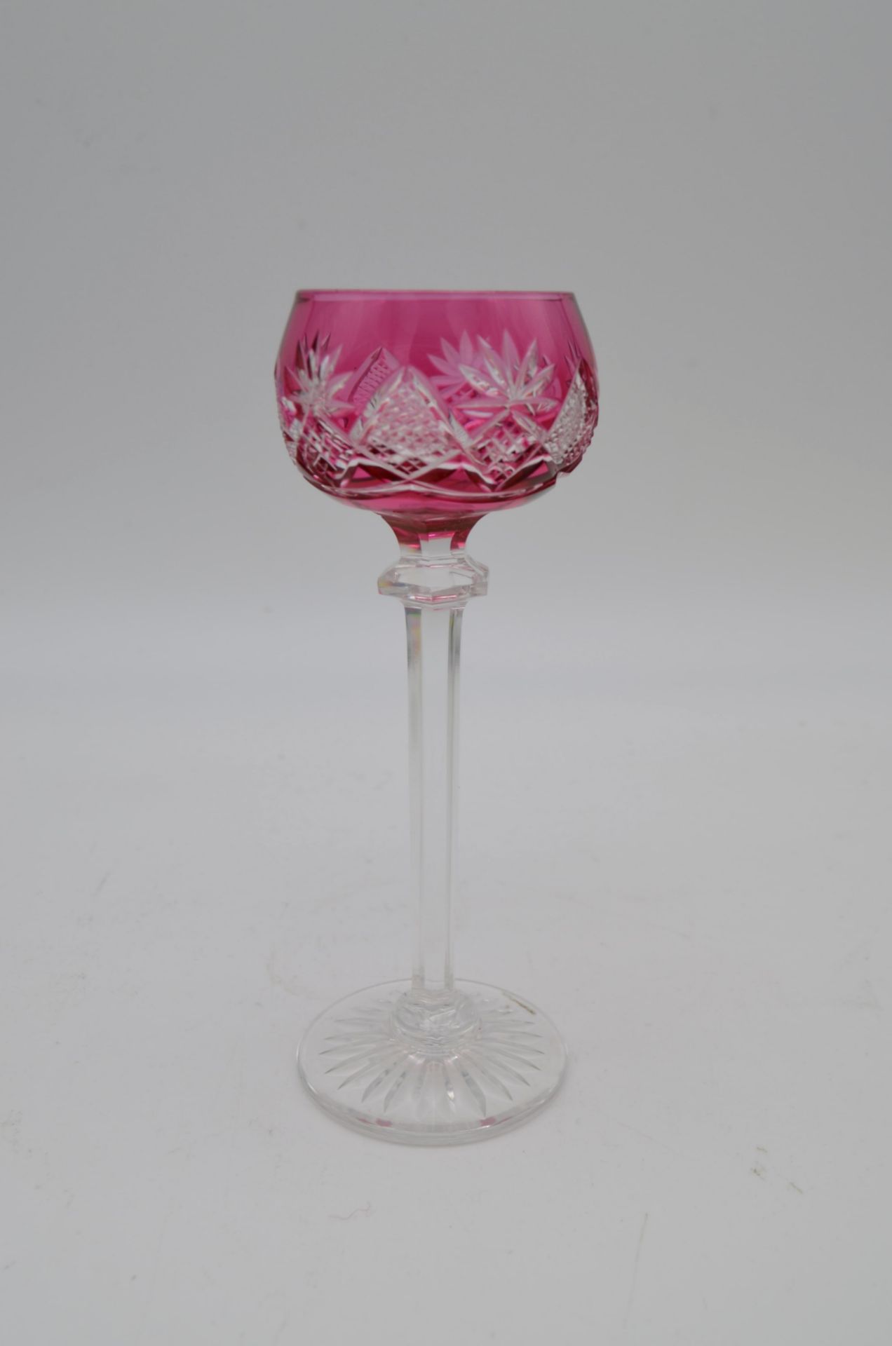 Lot de 6 verres en cristal taillé coloré Val Saint Lambert - Image 6 of 6