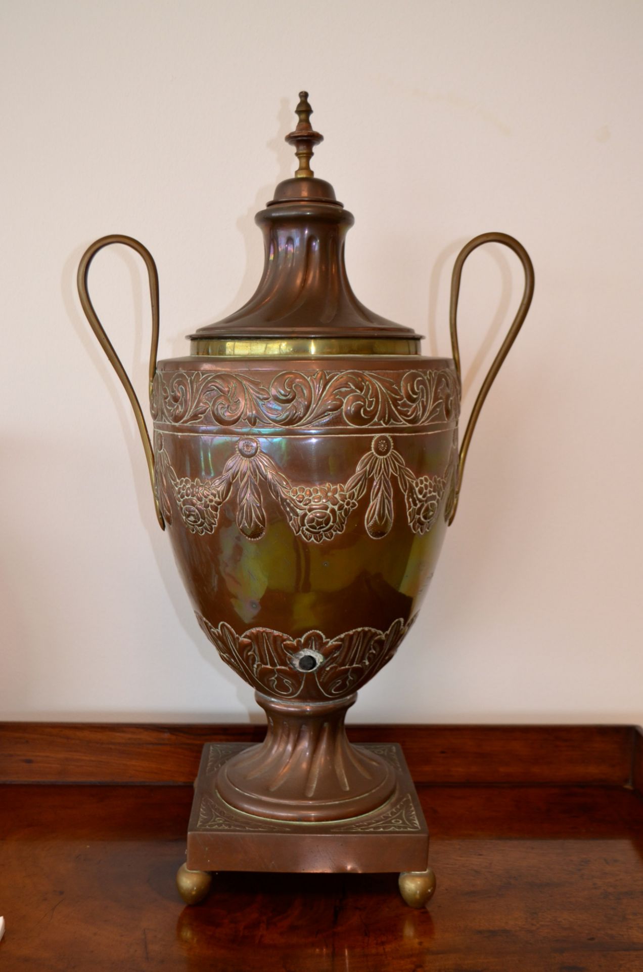 Vase couvert en cuivre jaune et rouge époque 19e - Bild 3 aus 3