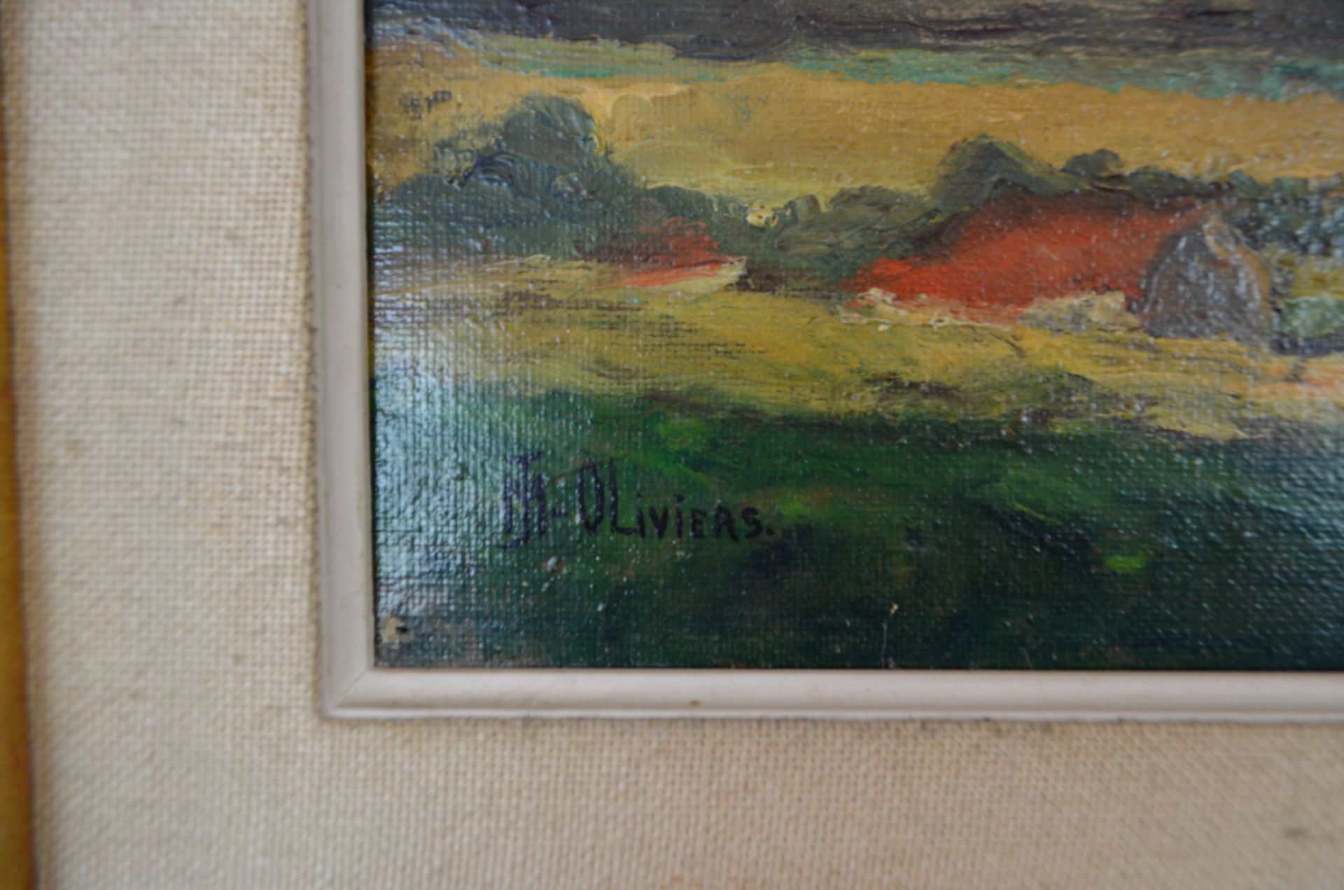 Peinture sur toile 'Paysage de Tervuren' signé JM Oliviers - Image 2 of 2