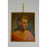 Peinture 'Portrait jeune femme' signé 1951