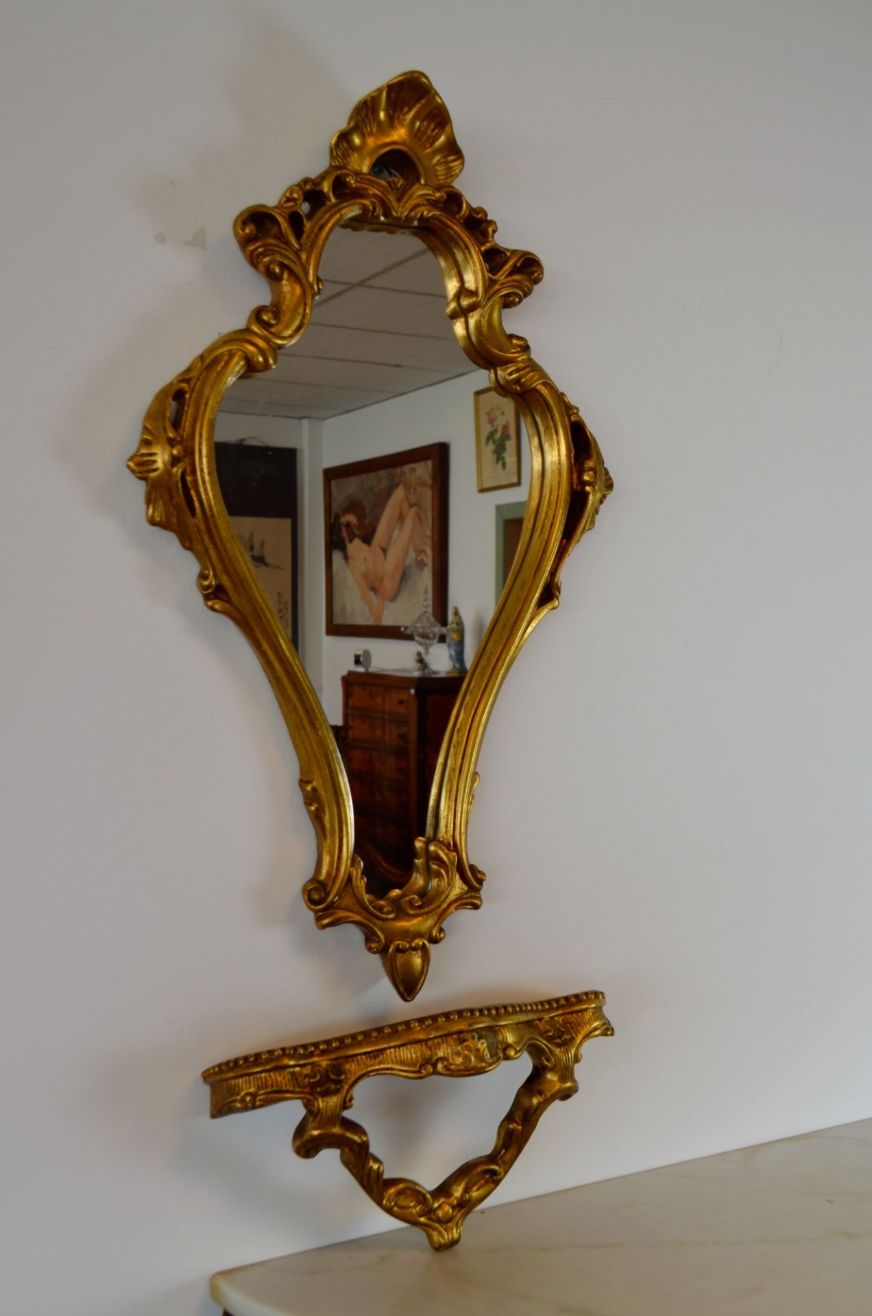 Miroir et tablette style Louis XV - Image 2 of 2