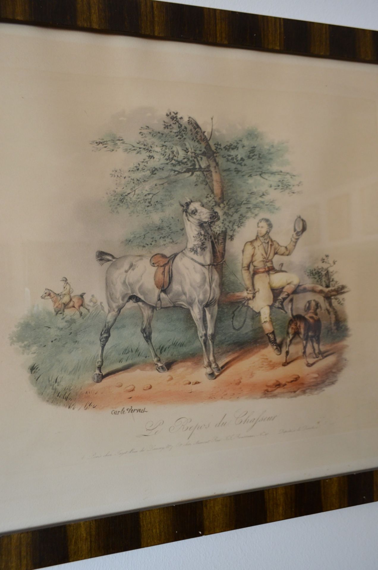 Gravure en couleurs 'Le repos du Chasseur' d'après Carle Vernet (1758-1836) - Image 3 of 3