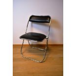 Lot de 5 chaises pliantes en cuir et chrome Sigma Chair 1970