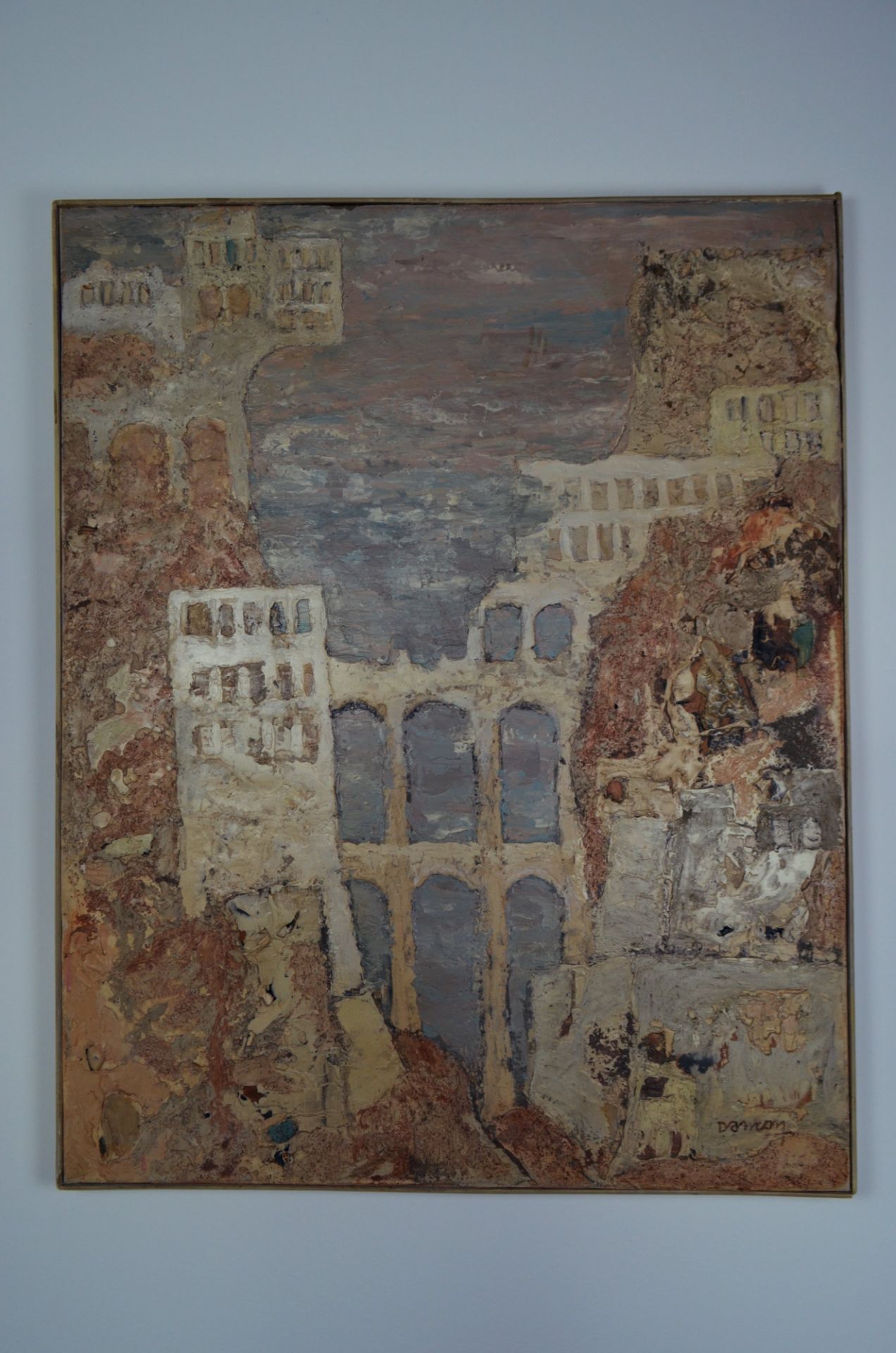 Peinture à relief signé Serge Damon "La Lavra des Anachorètes" septembre 1982