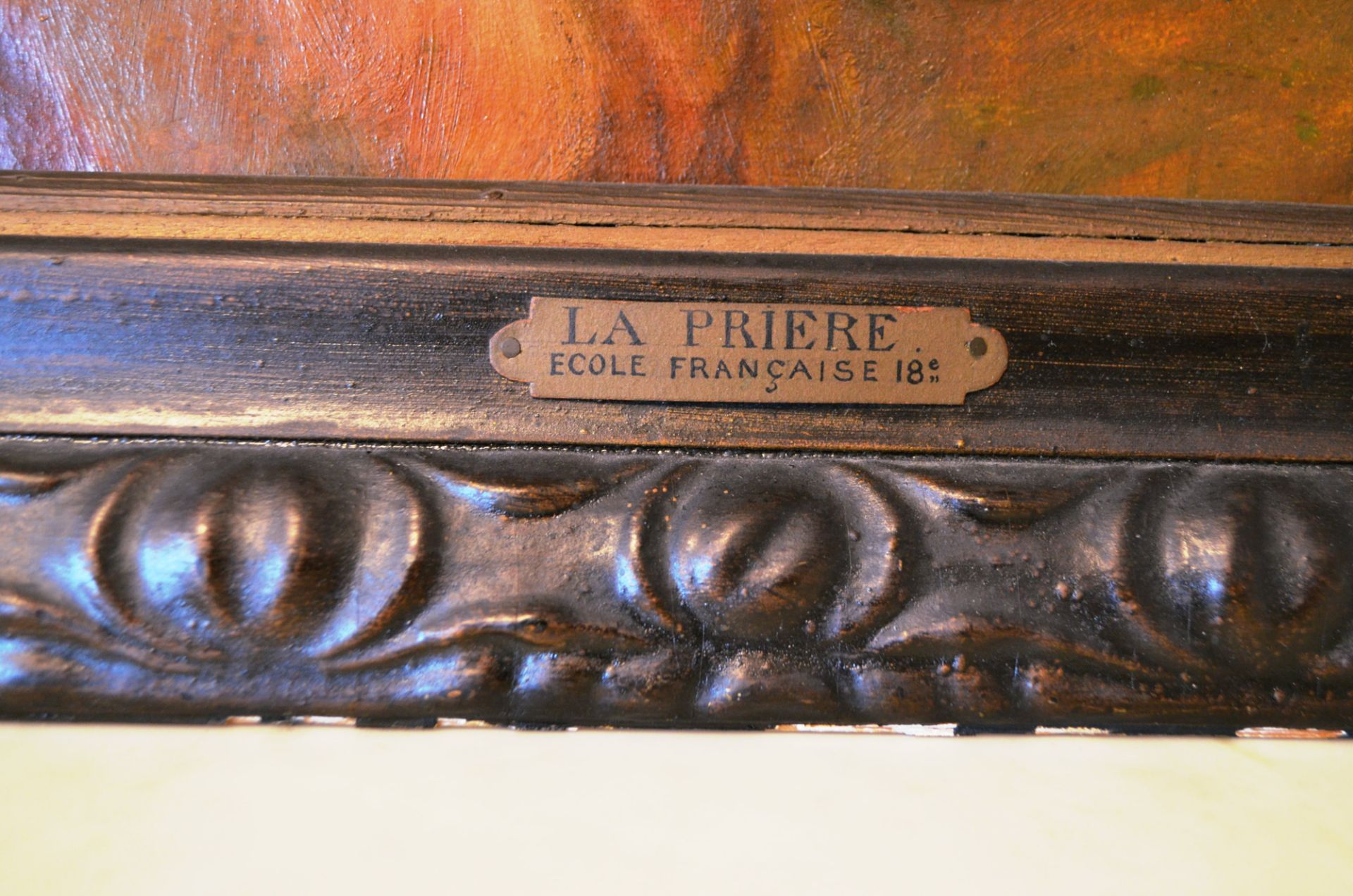 Peinture sur toile 'La Prière' Ecole Française fin XVIIIe - Image 4 of 4