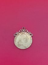 George III 1801 Half Guinea coin with mount. Weight 4.7 grams