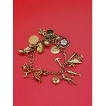 9ct gold charm bracelet weight 37 grams