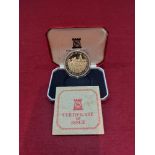 Isle of Man 25th anniversary coronation medal crown medal 1977 22ct gold on silver 2,500 issued