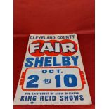 Original American Cleveland County Fair Shelby poster 28" by 22" (cardboard)
