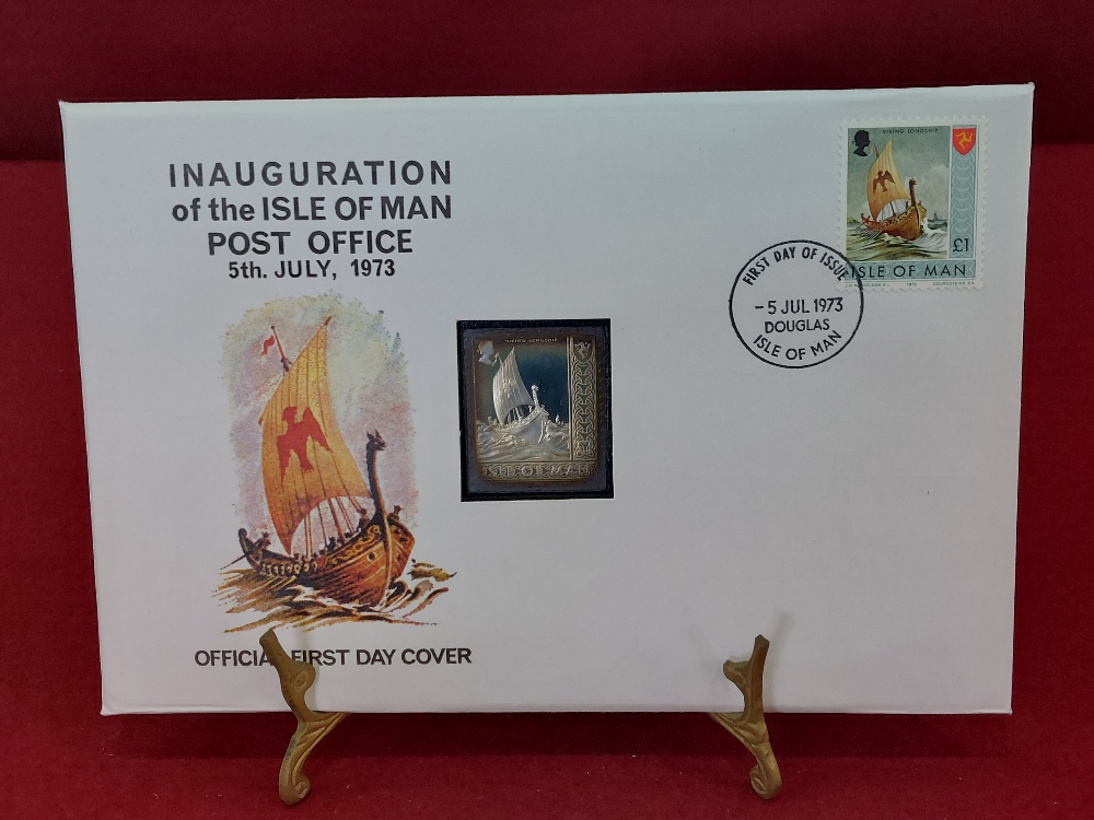 First Day Cover inauguration of post office 1973, 5th July £1 stamp on solid sterling silver ingot - Image 3 of 3